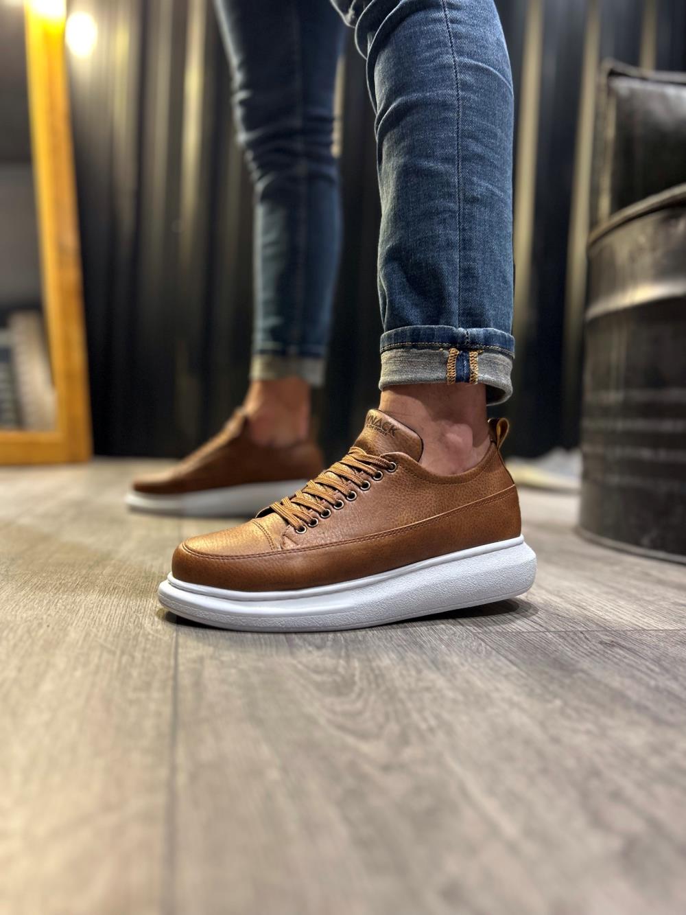 Men's Casual Sneakers Shoes 814 Tan - STREETMODE ™