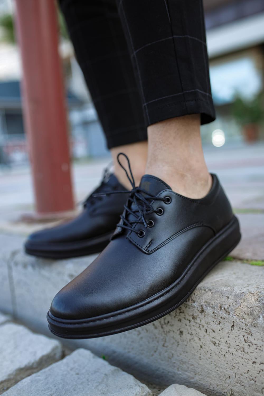 Classic Men's Shoes 001 Black (Black Sole)