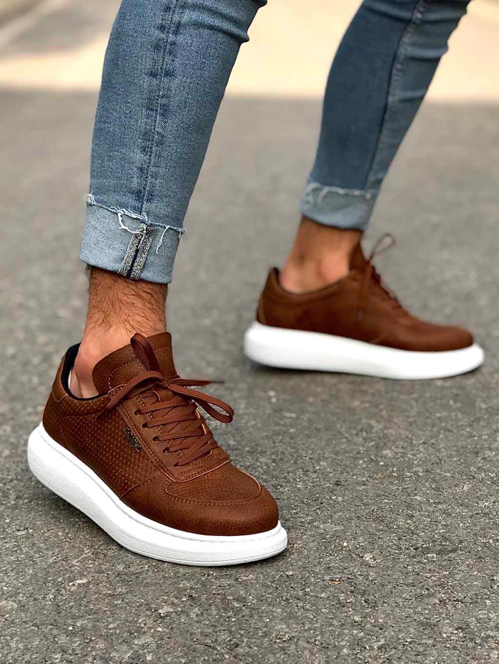 Knack Mens High Sole Casual Shoes 042 Tan - STREETMODE ™
