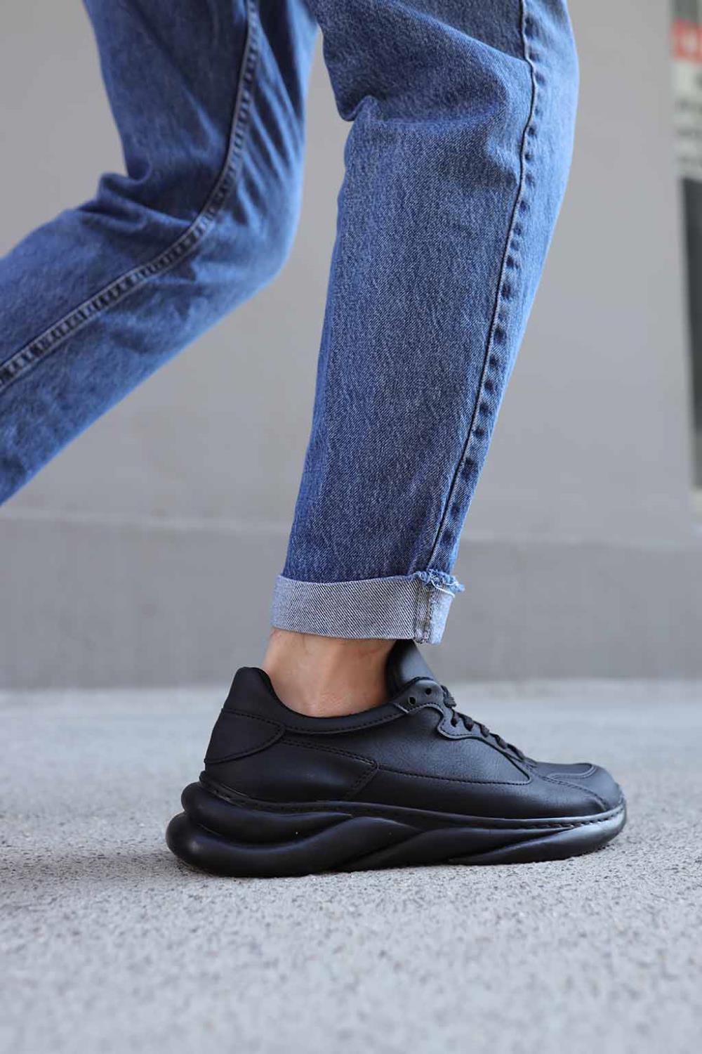 Men's Sneakers Shoes 065 Black (Black Sole) - STREETMODE ™