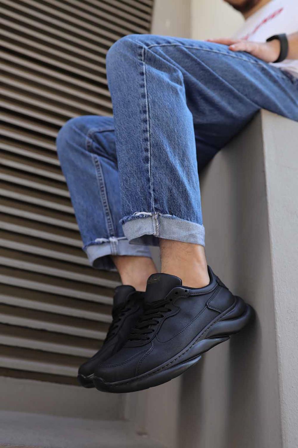 Men's Sneakers Shoes 065 Black (Black Sole) - STREETMODE ™