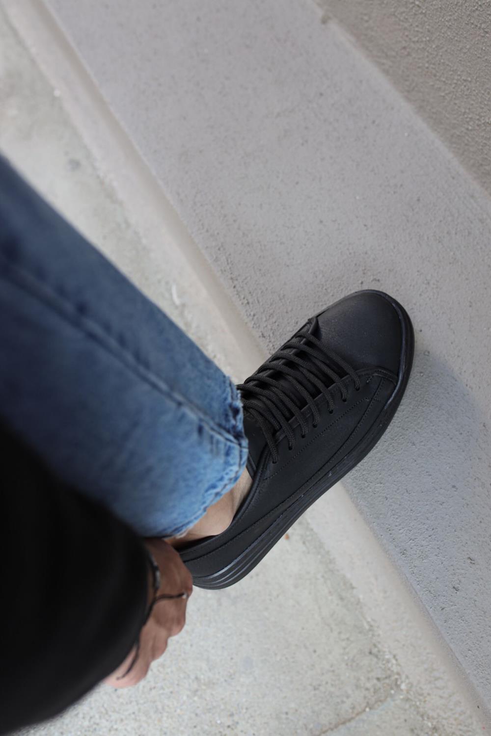 Knack Sneakers Shoes 010 Black (Black Sole) - STREETMODE ™