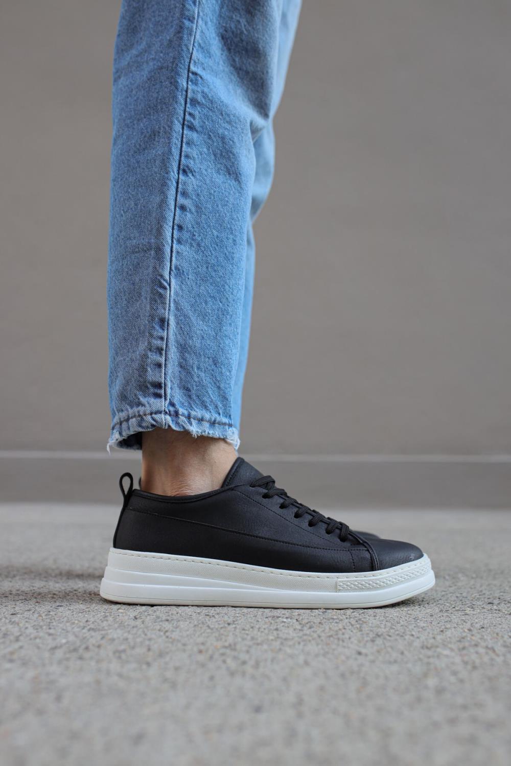 Knack Sneakers Shoes 010 Black (White Sole) - STREETMODE ™