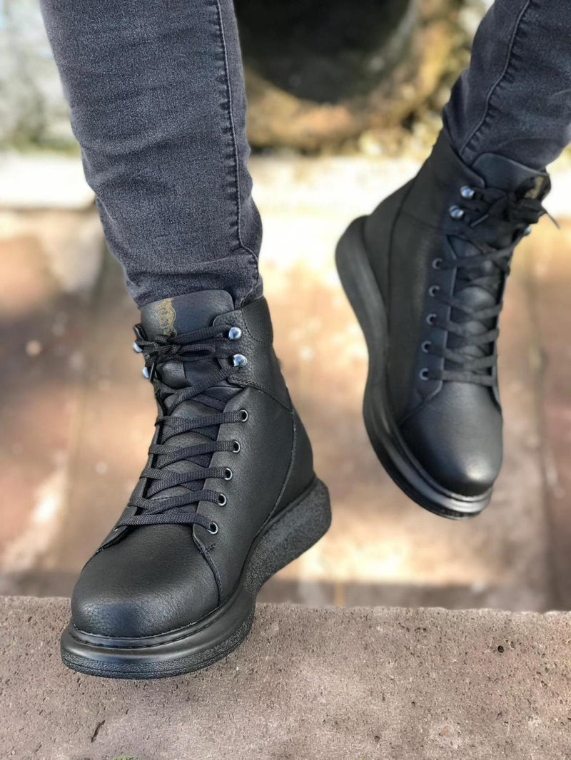 Men's High Heel Boots B-080 Full Black - STREETMODE ™