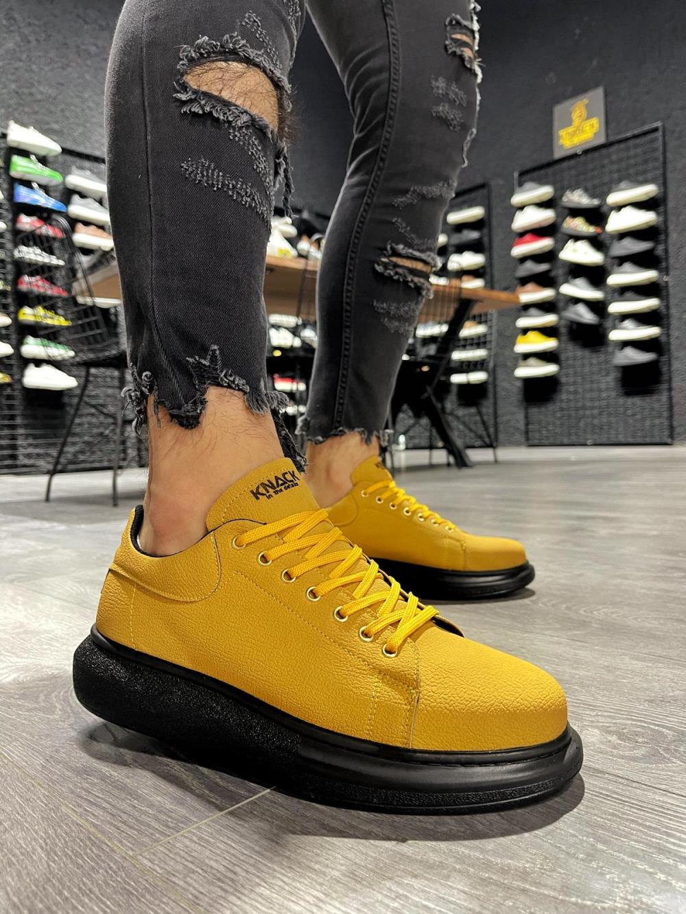 Knack High Sole Casual Shoes 045 Yellow (Black Sole) - STREETMODE ™