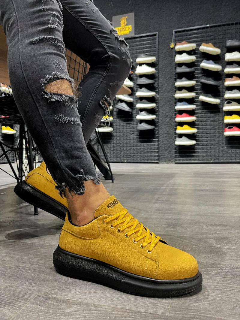 Knack High Sole Casual Shoes 045 Yellow (Black Sole) - STREETMODE ™