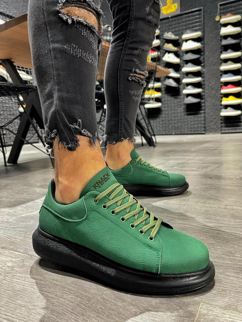 Knack High Sole Casual Shoes 045 Green (Black Sole) - STREETMODE ™