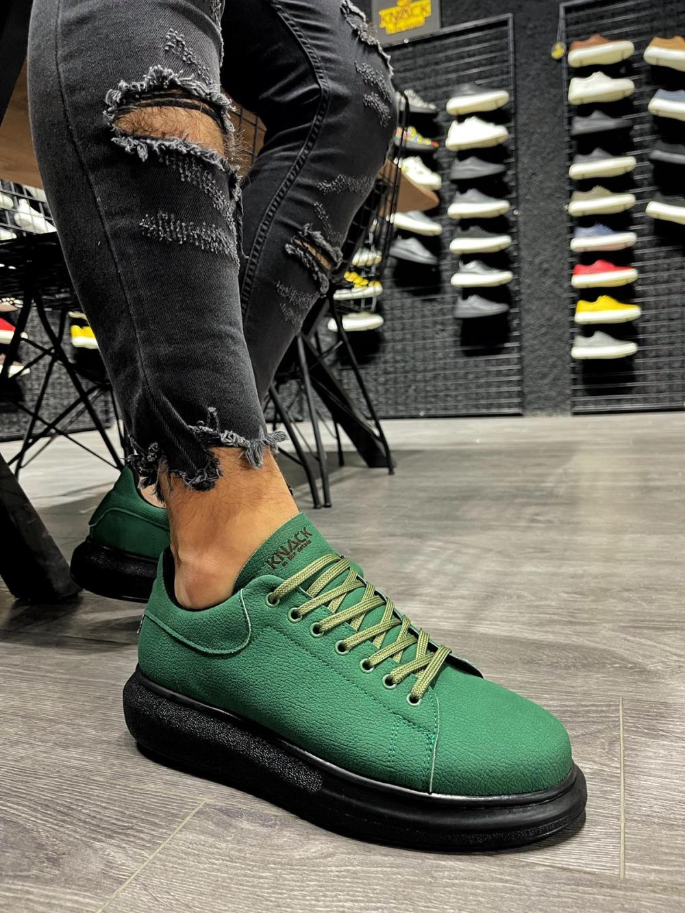 Knack High Sole Casual Shoes 045 Green (Black Sole) - STREETMODE ™