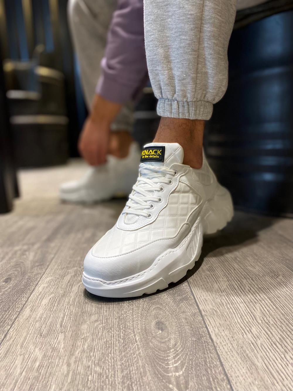 Men's High Sole Casual Shoes N75 Quilted White - STREETMODE ™