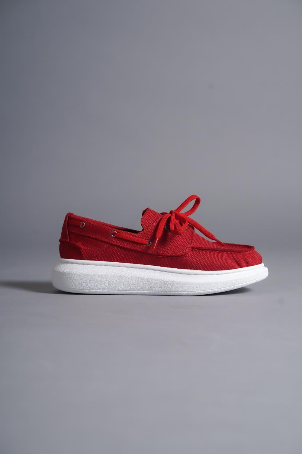 Men's High Sole Seasonal Linen Shoes 009 Red - STREET MODE ™