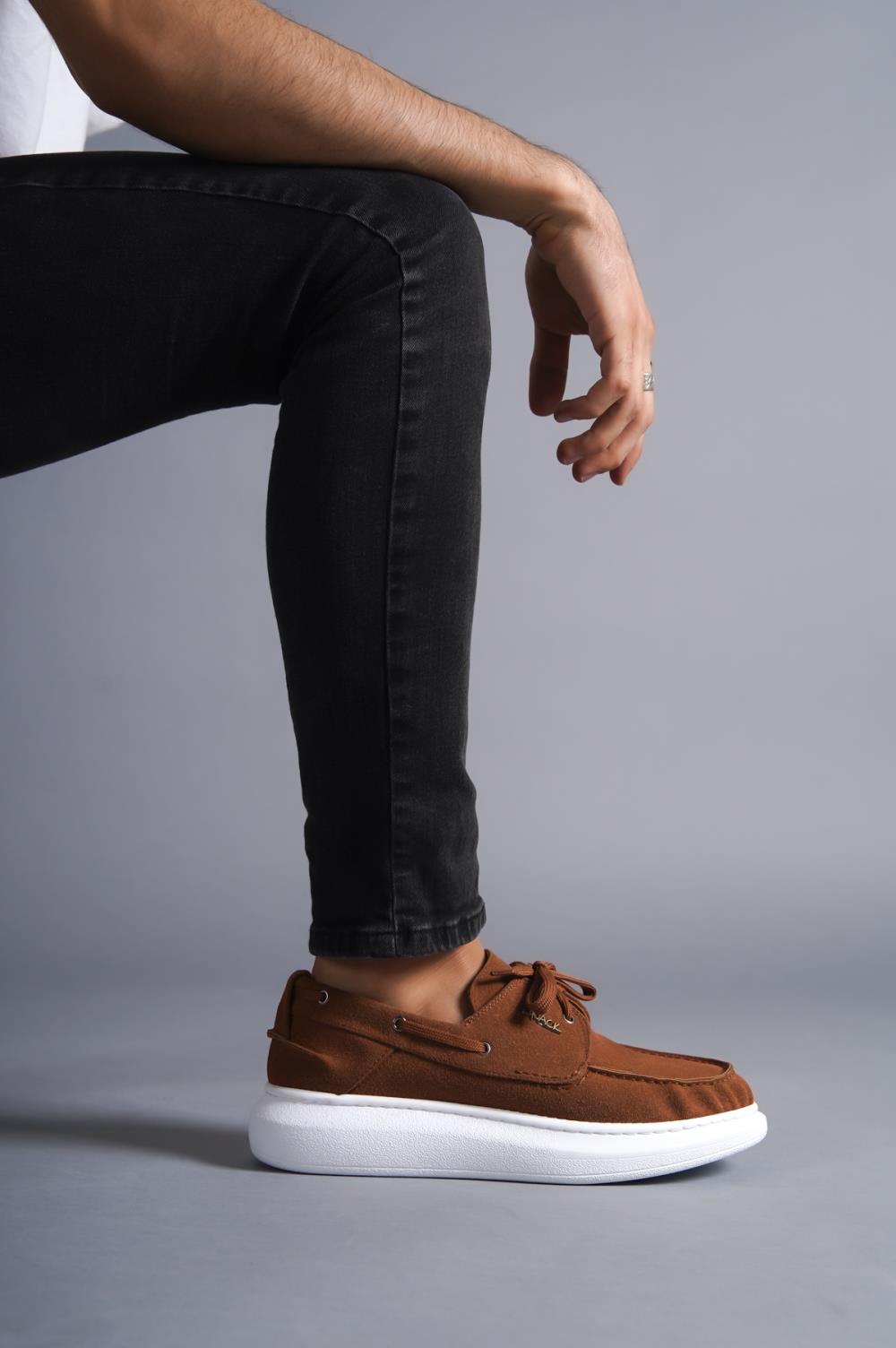 Men's High Sole Seasonal Linen Shoes 009 Brown - STREET MODE ™