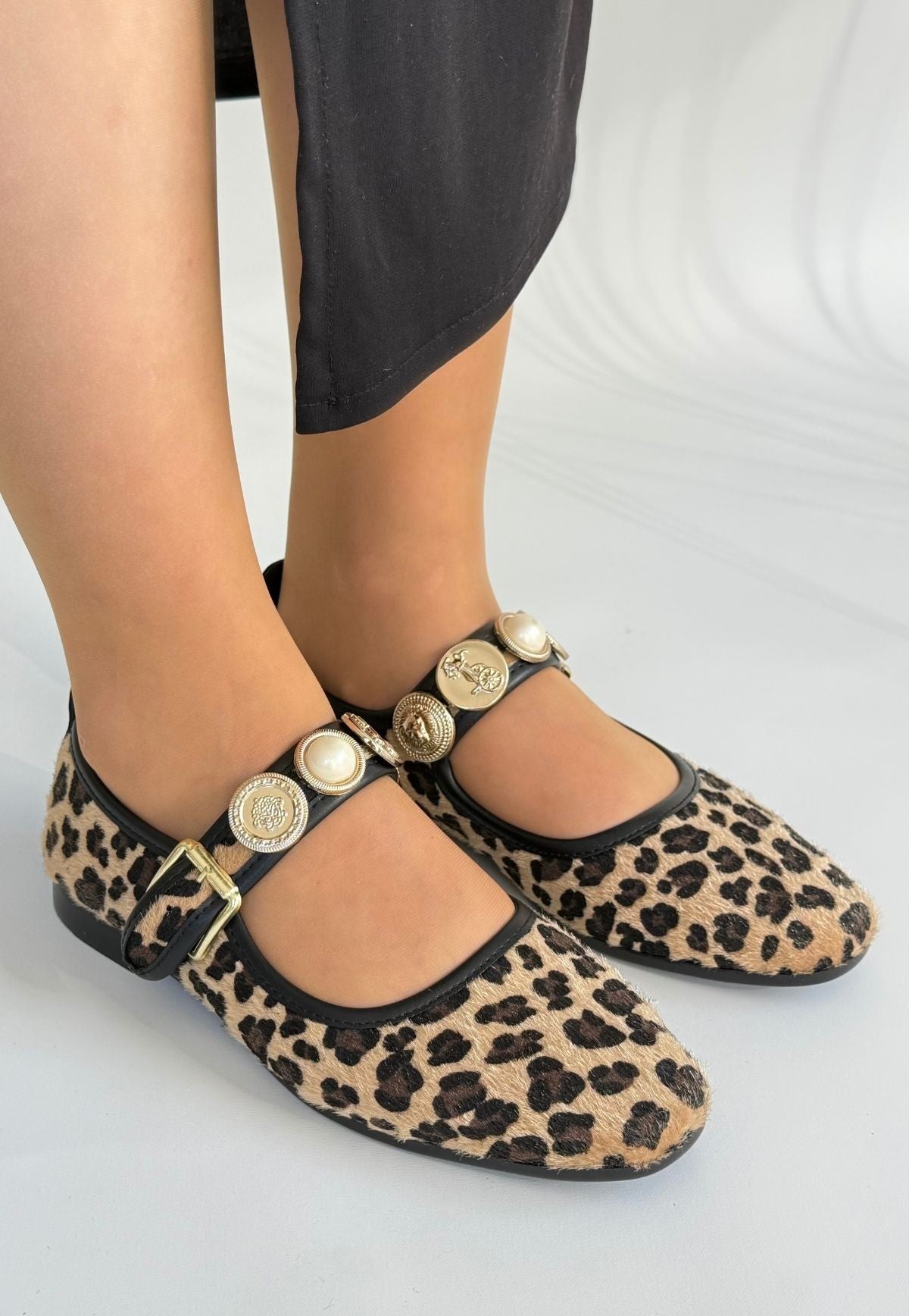 Women's Leopard Suede Ballerina Shoes