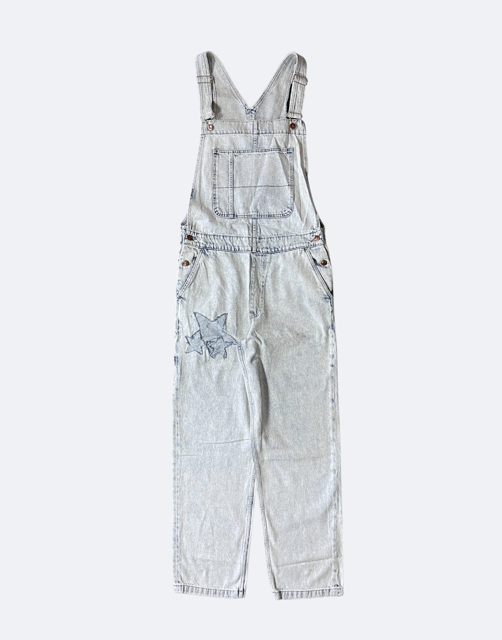 Denim Overalls Blue Starry Patch Unisex Baggy Salopet - STREETMODE ™