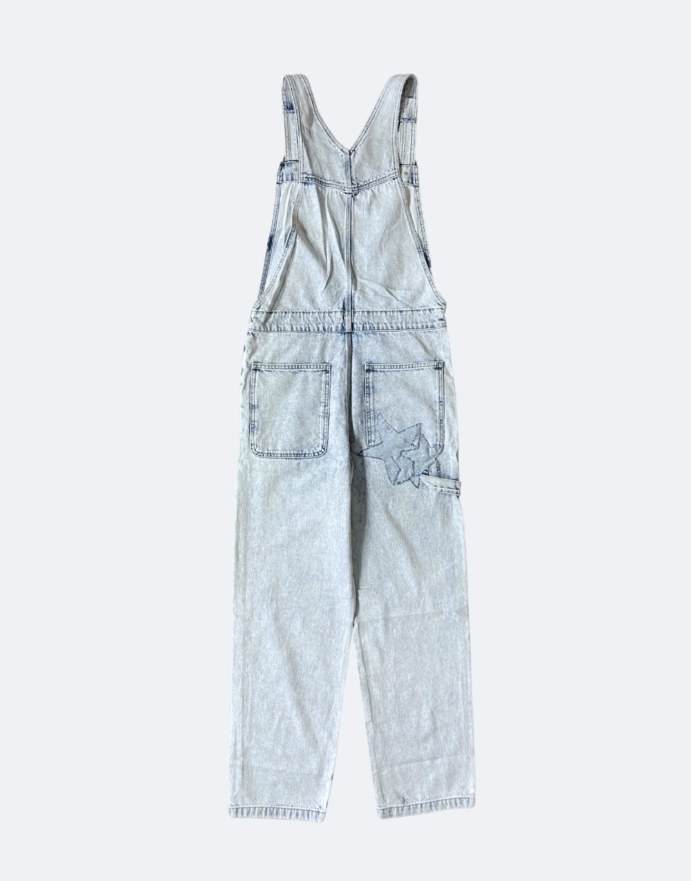 Denim Overalls Blue Starry Patch Unisex Baggy Salopet - STREETMODE ™