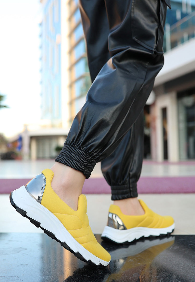 Women's Krista Mustard Stretch Sneakers Shoes - STREETMODE ™