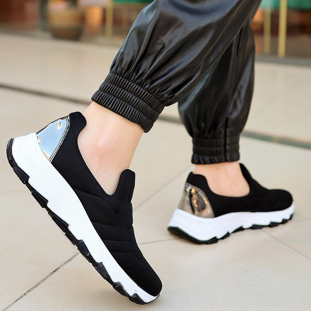Women's Krista Black Stretch Sports Shoes - STREETMODE ™