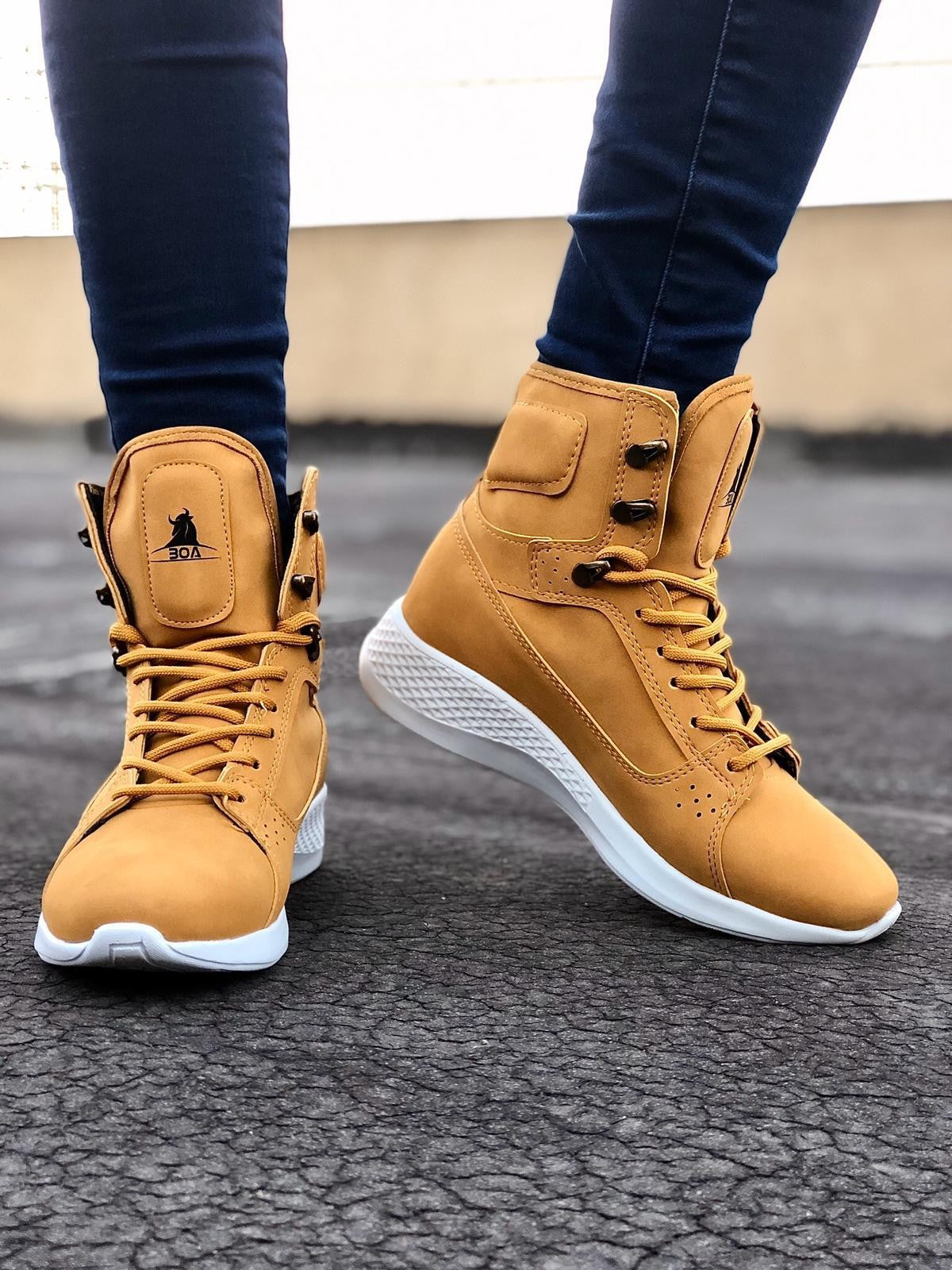 Lace-Up Camel Camouflage High Sole Boxer Unisex Sport Winter Boot - STREETMODE ™