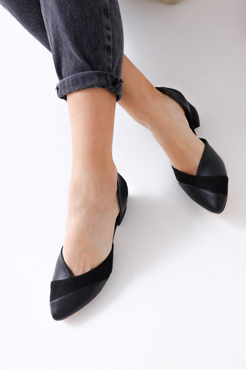 Women's Leslie Heels Black Skin-Suede Shoes - STREETMODE ™