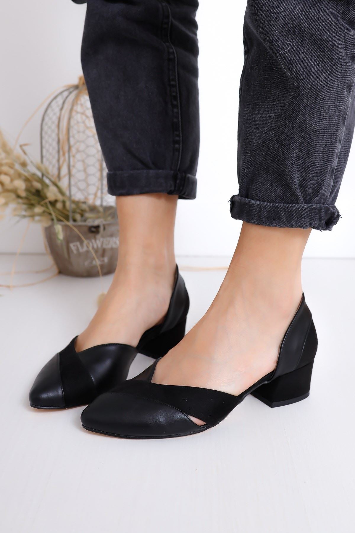 Women's Leslie Heels Black Skin-Suede Shoes - STREETMODE ™