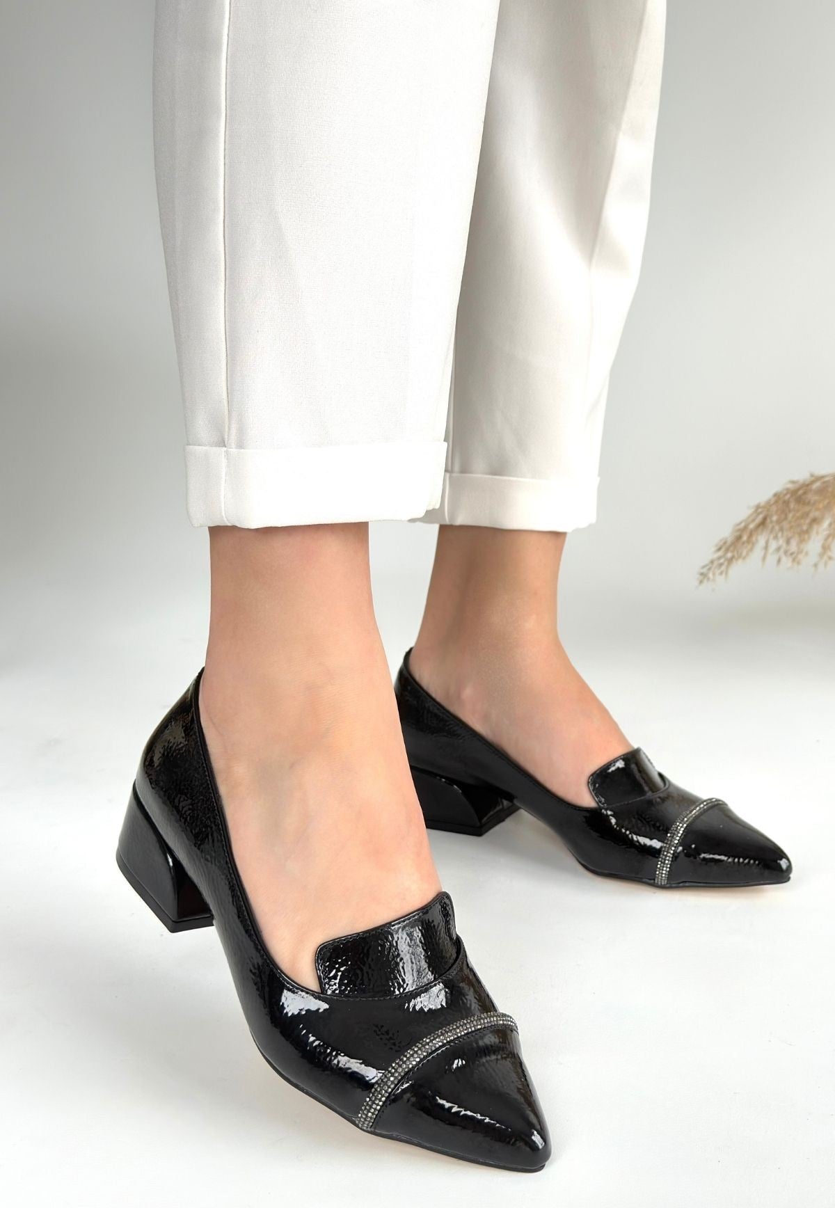 Women's Black Patent Leather High Heel Shoes - STREETMODE ™