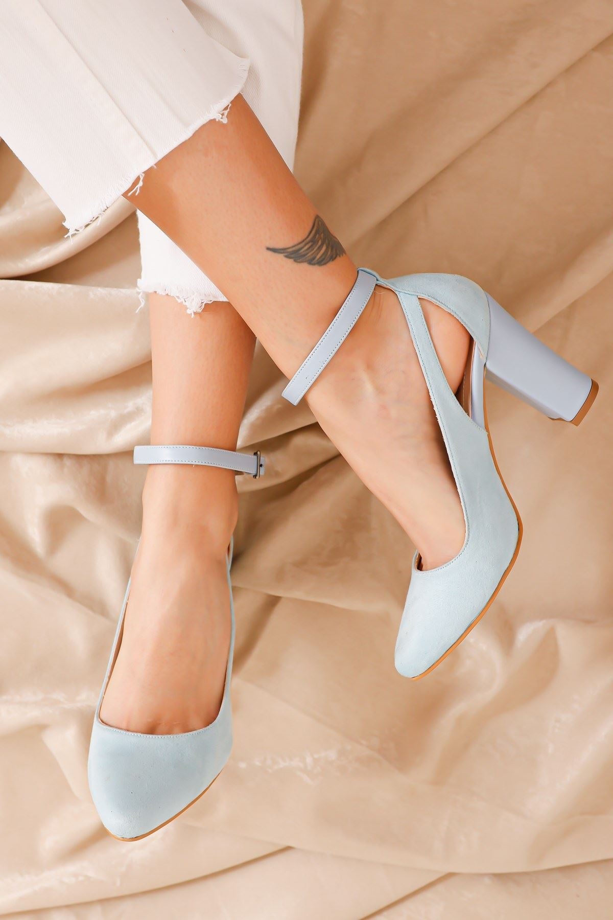 Women's Lillian Heels Baby Blue Suede Shoes - STREETMODE ™