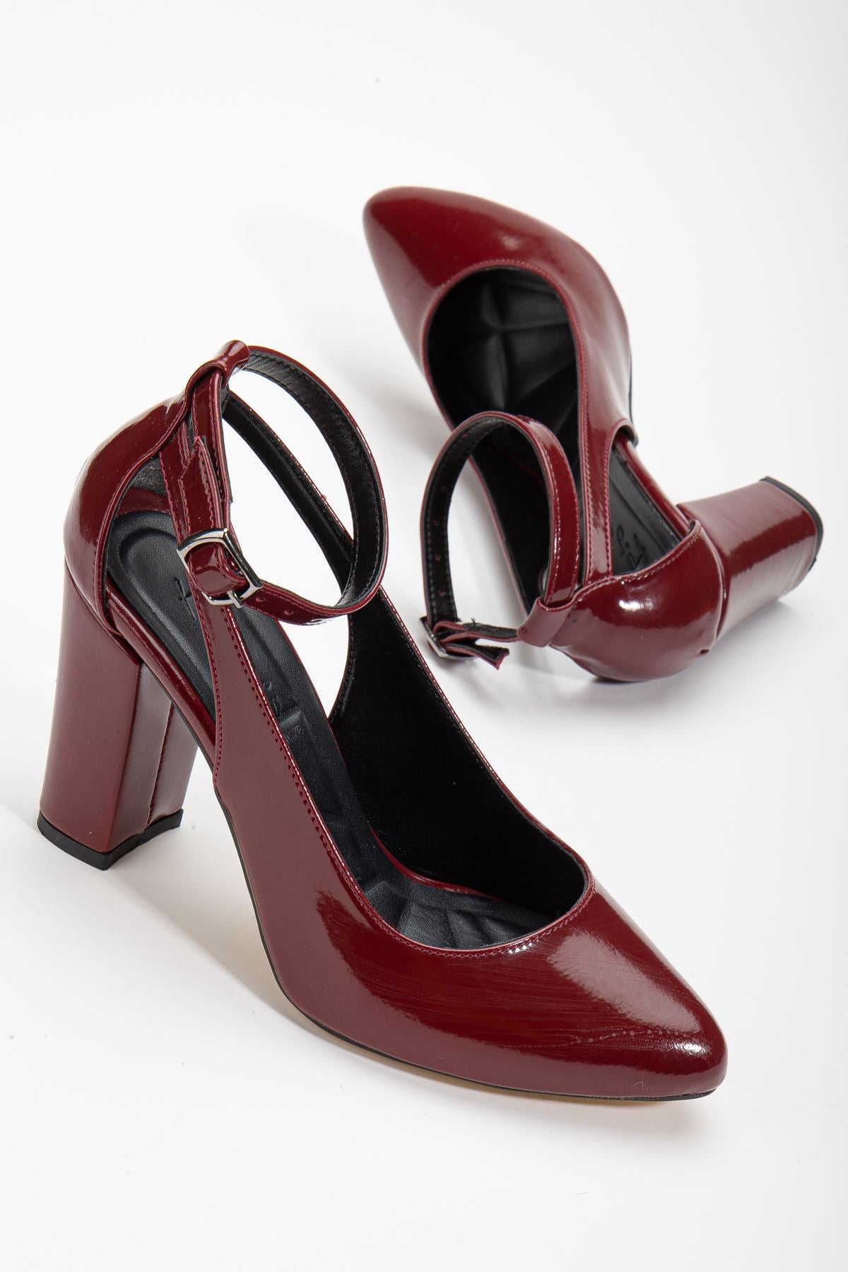Lillian Heeled Burgundy Patent Leather Heeled Women's Shoes - STREETMODE ™