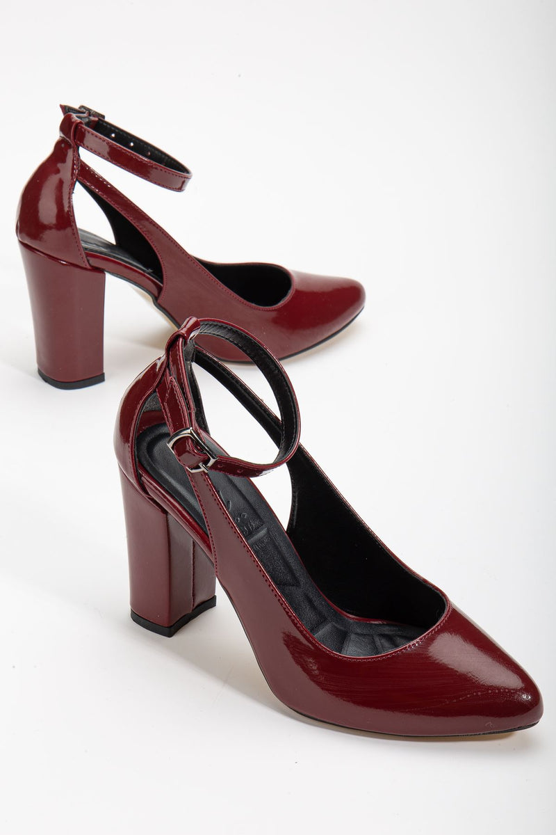 Lillian Heeled Burgundy Patent Leather Heeled Women's Shoes - STREETMODE ™