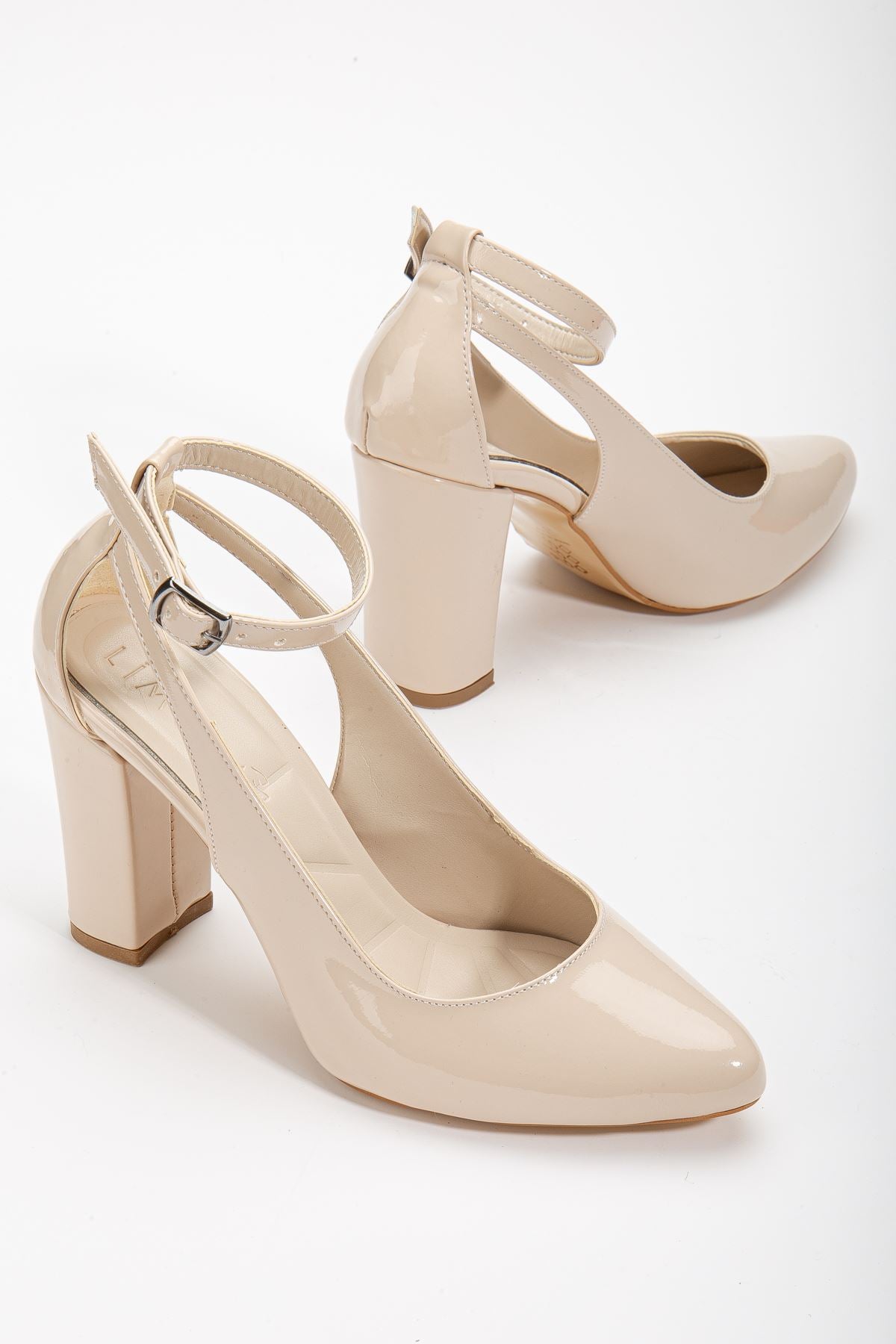 Lillian Heeled Cream Patent Leather Heeled Women's Shoes - STREETMODE ™