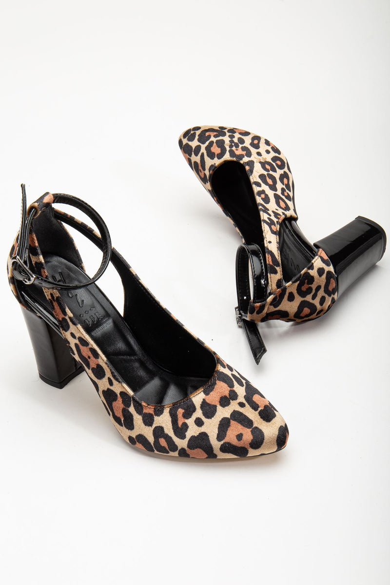 Lillian Heeled Black - Leopard Heeled Women's Shoes - STREETMODE ™