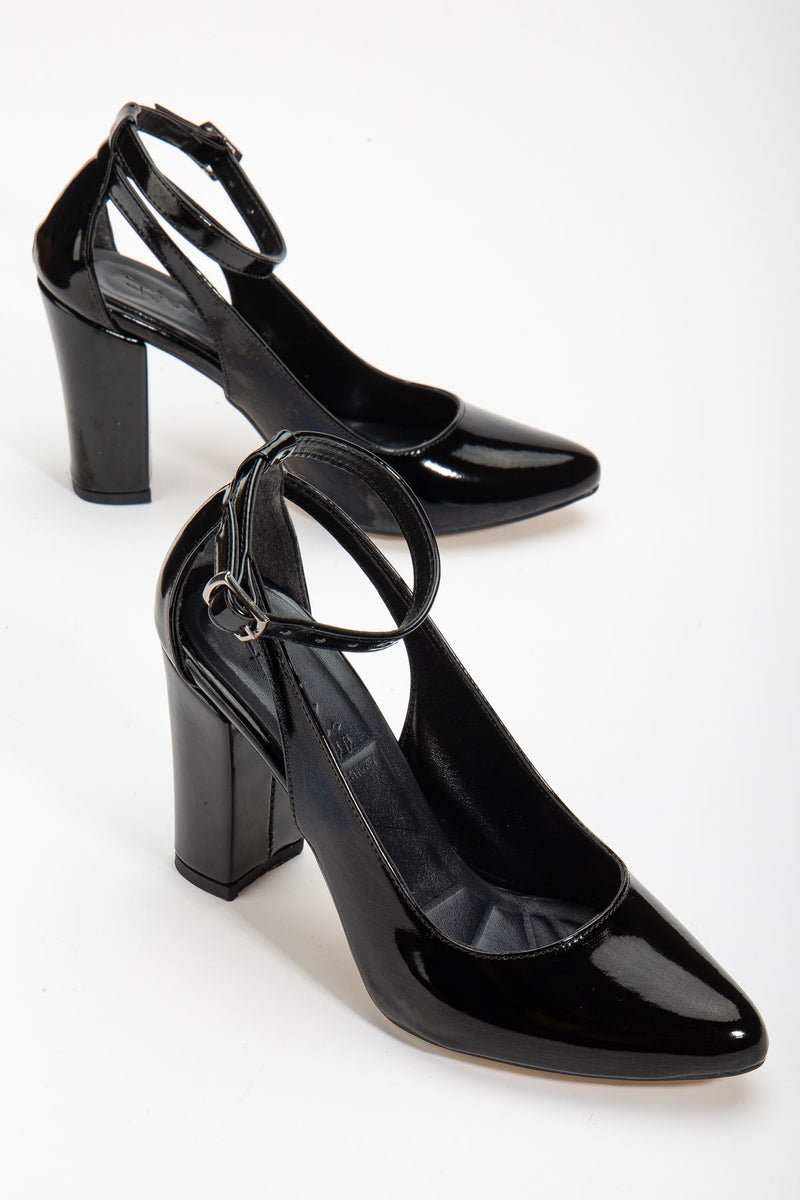 Lillian Heeled Black Patent Leather Heeled Women's Shoes - STREETMODE ™