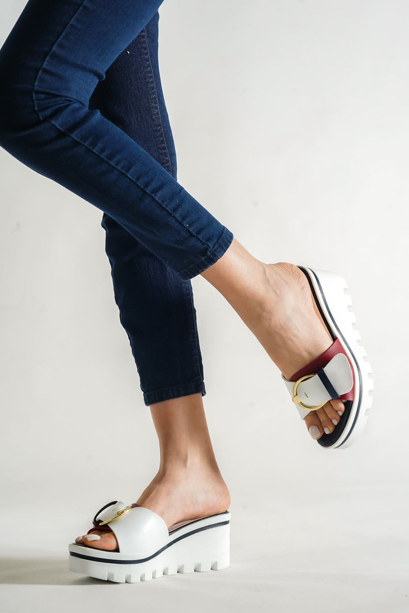 Women's Linda Red White Slippers - STREET MODE ™