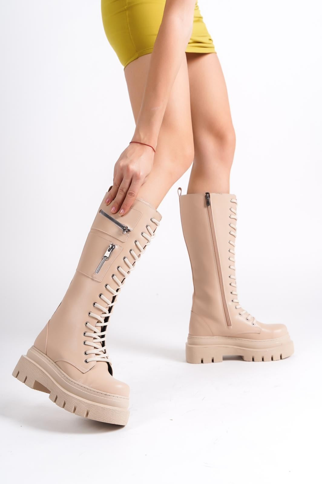 Women's Lodina Nude Lace Up Boots - STREETMODE ™