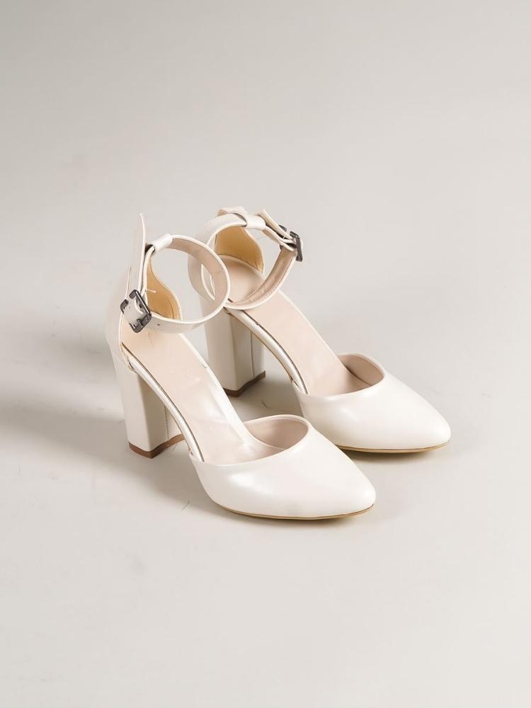 Women's Lole Heeled White Pearl Detailed Heeled Shoes - STREETMODE ™