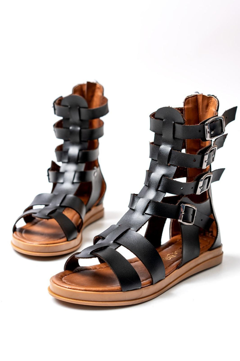 Women's  Black Leather Sandals - STREETMODE ™