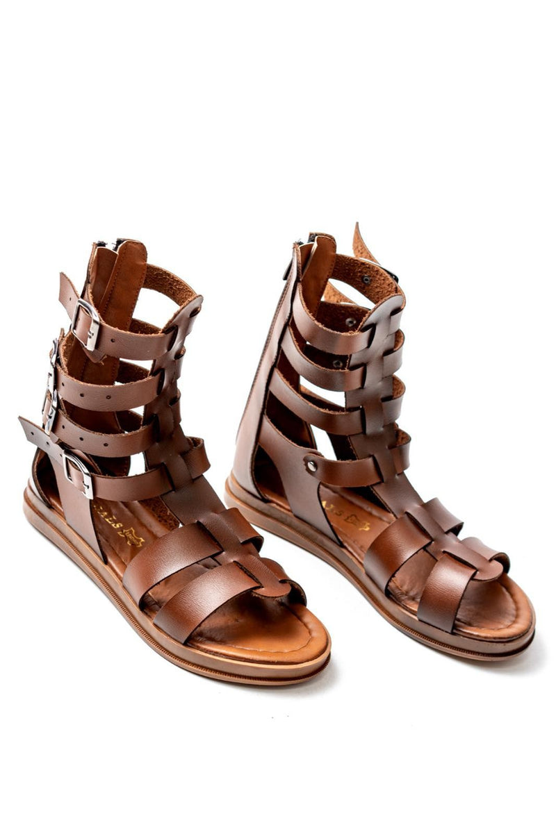 Women's Losya Tan Leather Sandals - STREETMODE ™