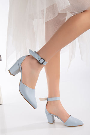 Lottis Baby Blue Skin Detailed Heeled Women's Shoes - STREETMODE ™