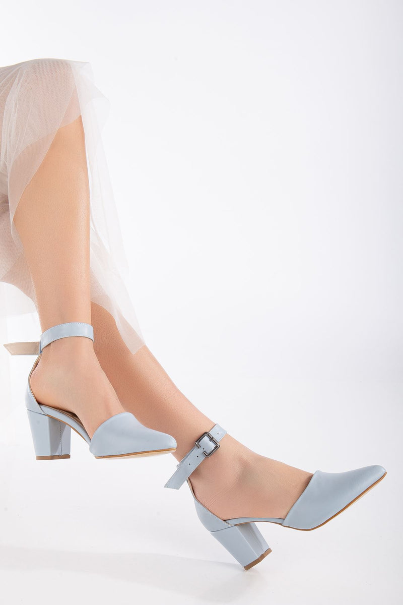 Lottis Baby Blue Skin Detailed Heeled Women's Shoes - STREETMODE ™