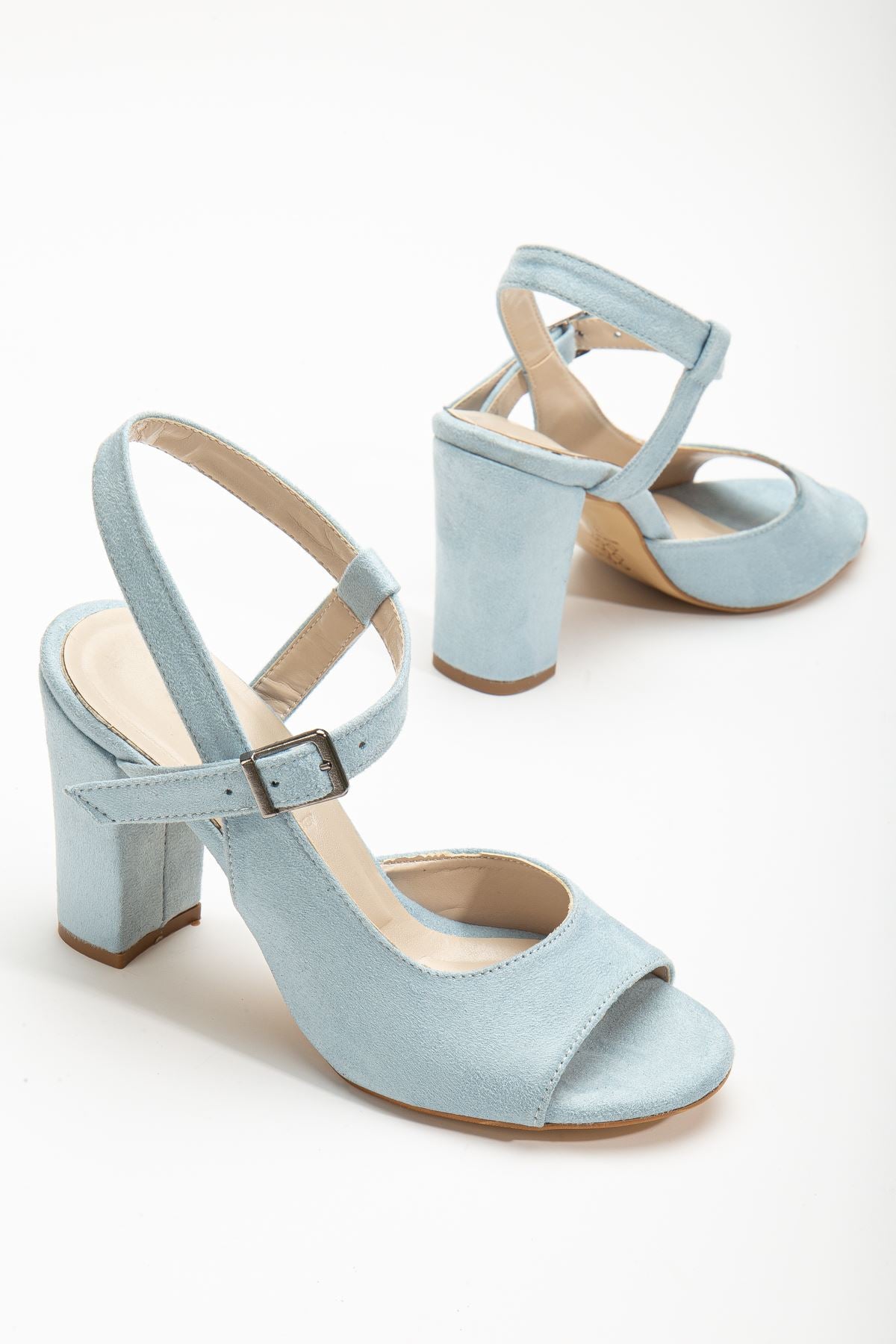 Lovisa Heeled Baby Blue Suede Women's Shoes - STREETMODE ™