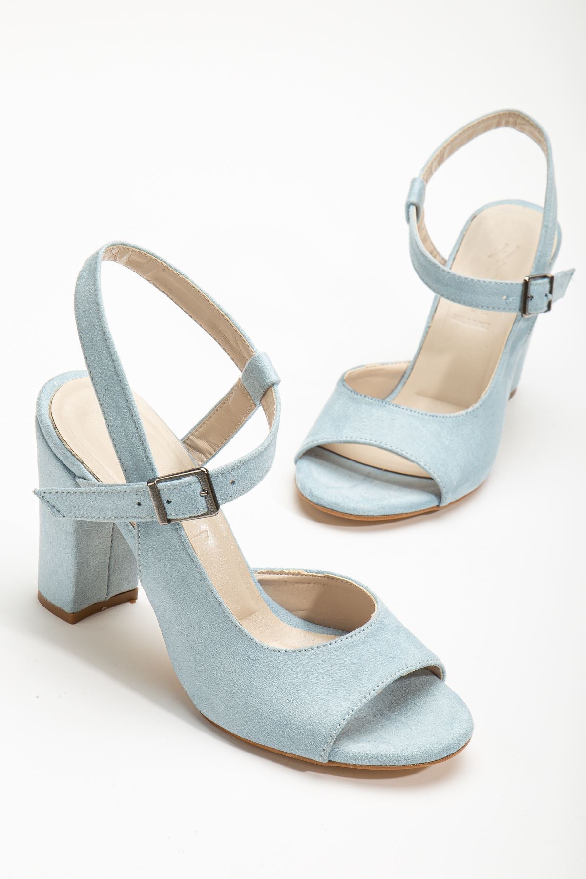 Lovisa Heeled Baby Blue Suede Women's Shoes - STREETMODE ™