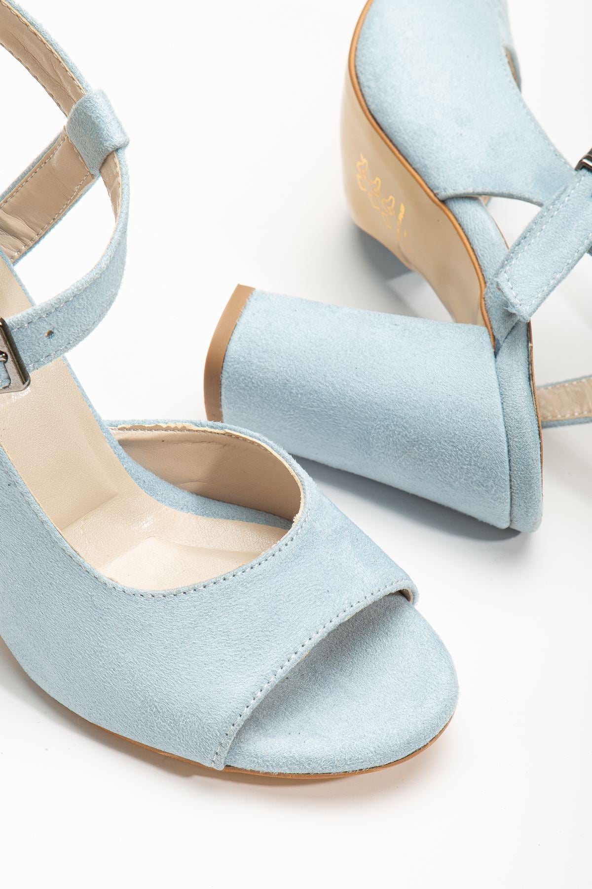 Lovisa Heeled Baby Blue Suede Women's Shoes - STREETMODE ™