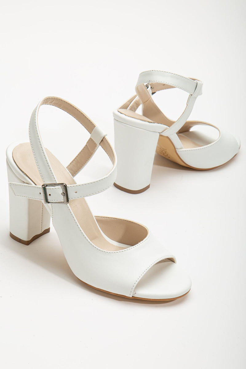 Lovisa Heeled White Skin Women's Shoes - STREETMODE ™