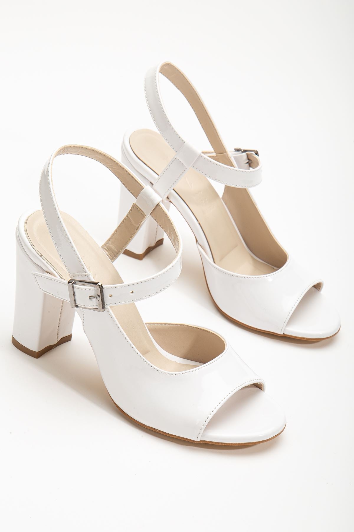 Lovisa Heeled White Patent Leather Women's Shoes - STREETMODE ™