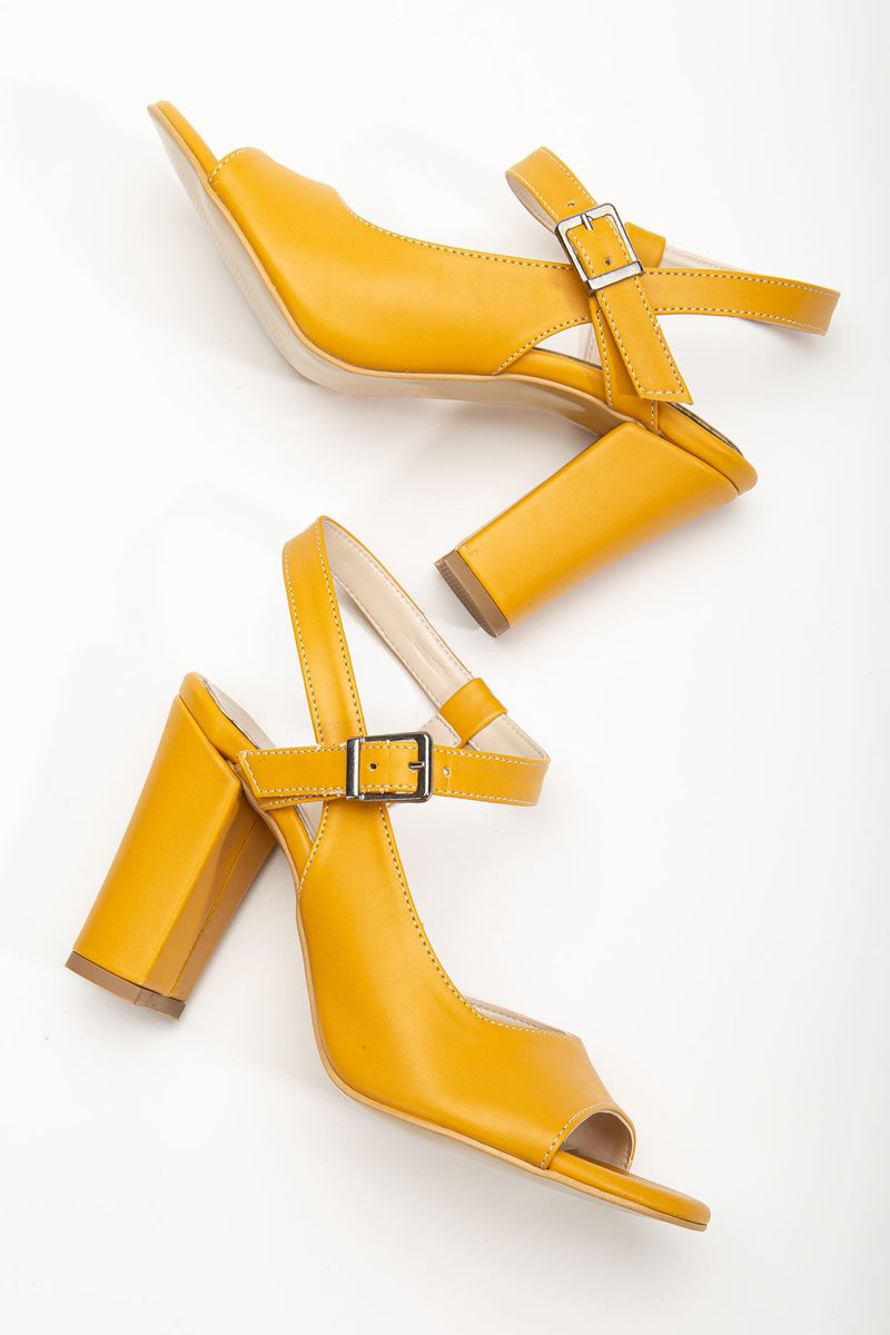 Lovisa Heeled Mustard Skin Women's Shoes - STREETMODE ™