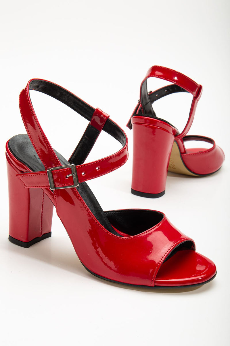 Lovisa Heeled Red Patent Leather Women's Shoes - STREETMODE ™