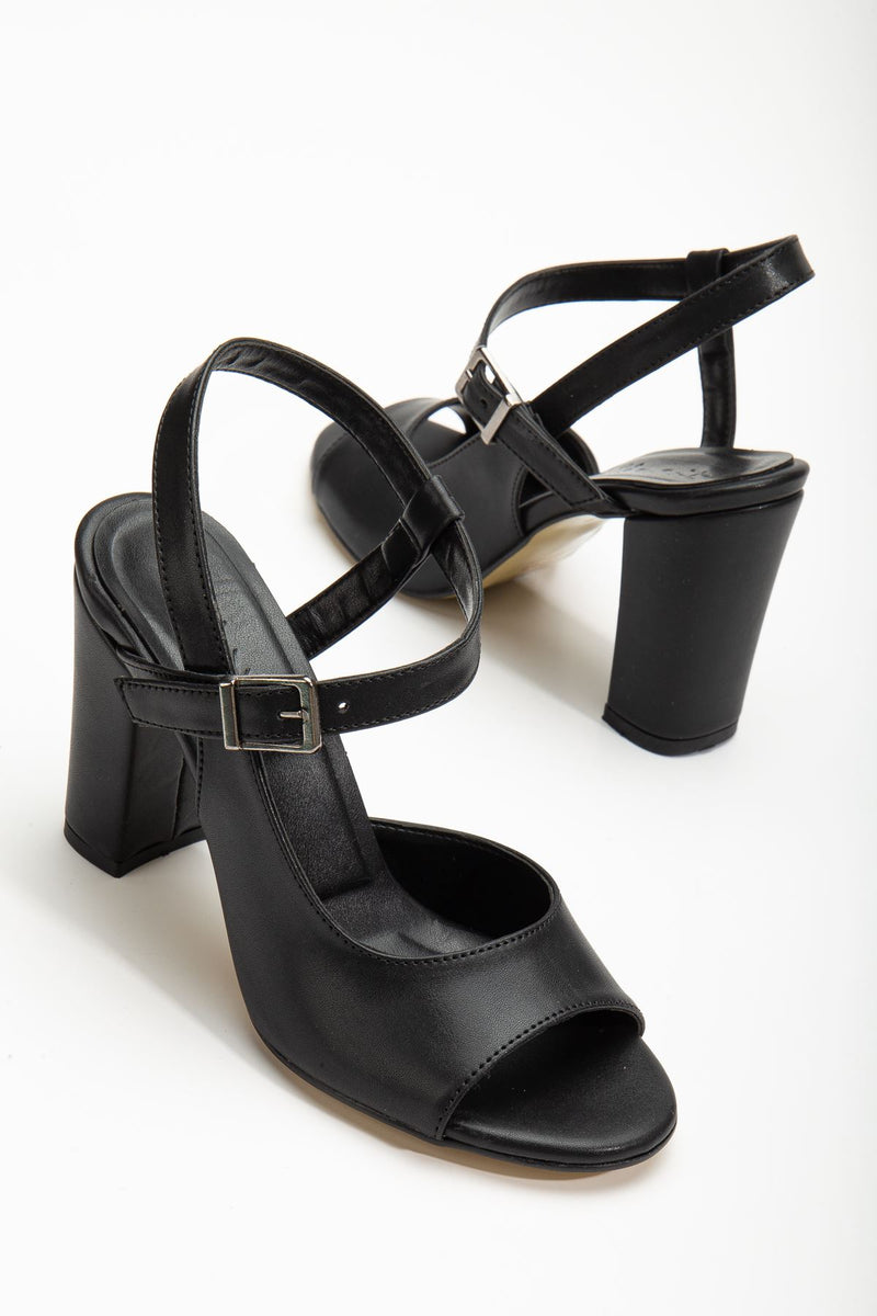 Lovisa Heeled Black Skin Women's Shoes - STREETMODE ™