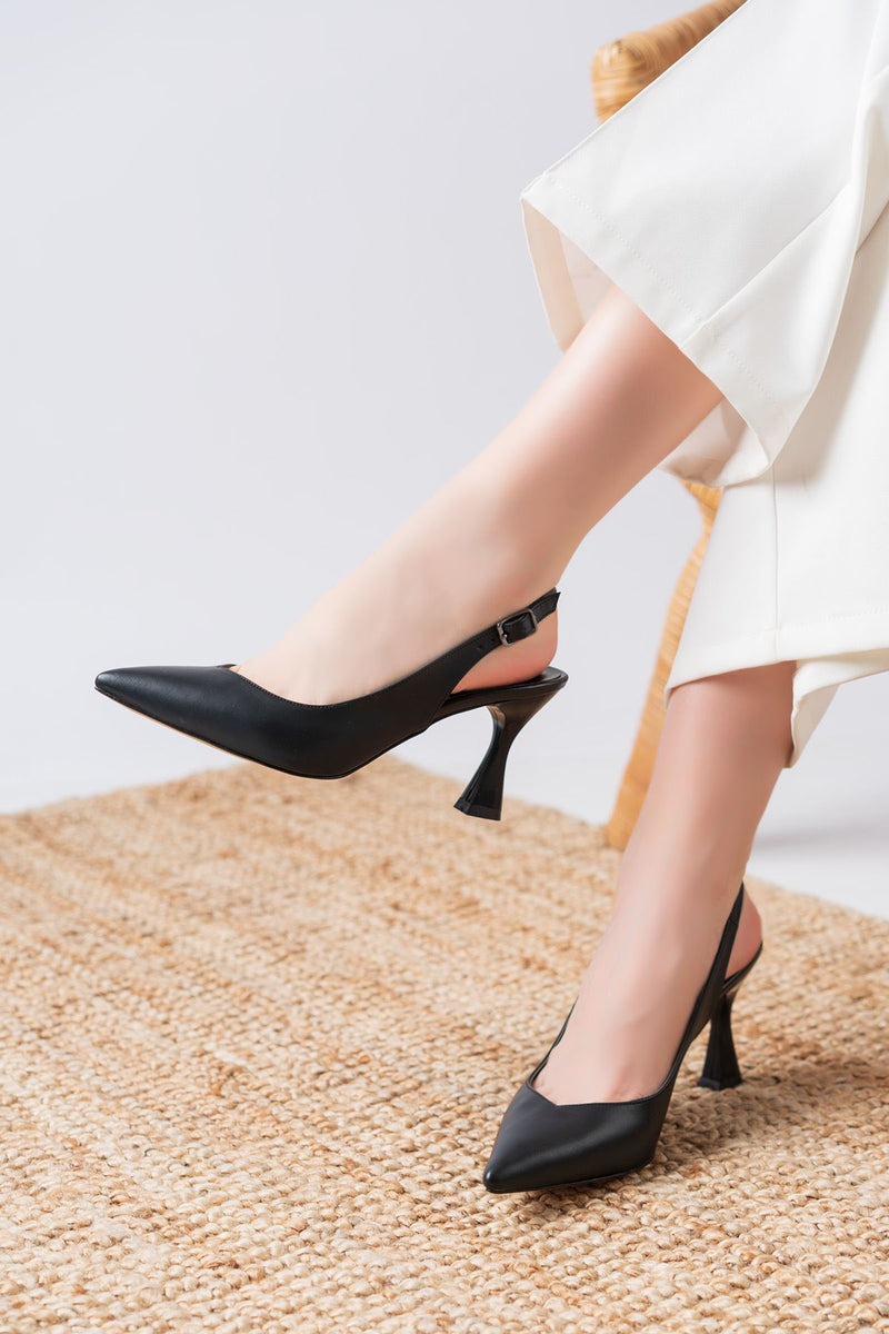 Maika Black Skin Thin Heeled Women's Shoes - STREET MODE ™