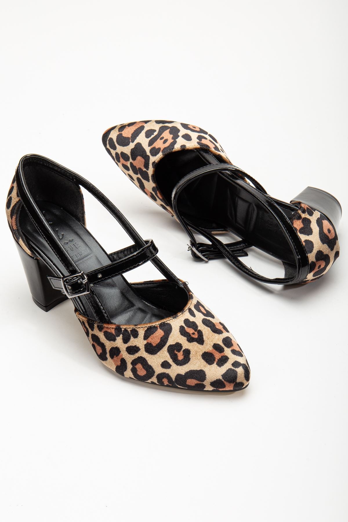Maricis Black - Leopard Crocodile Detailed Heeled Women's Shoes - STREETMODE ™