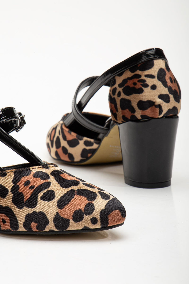 Maricis Black - Leopard Crocodile Detailed Heeled Women's Shoes - STREETMODE ™
