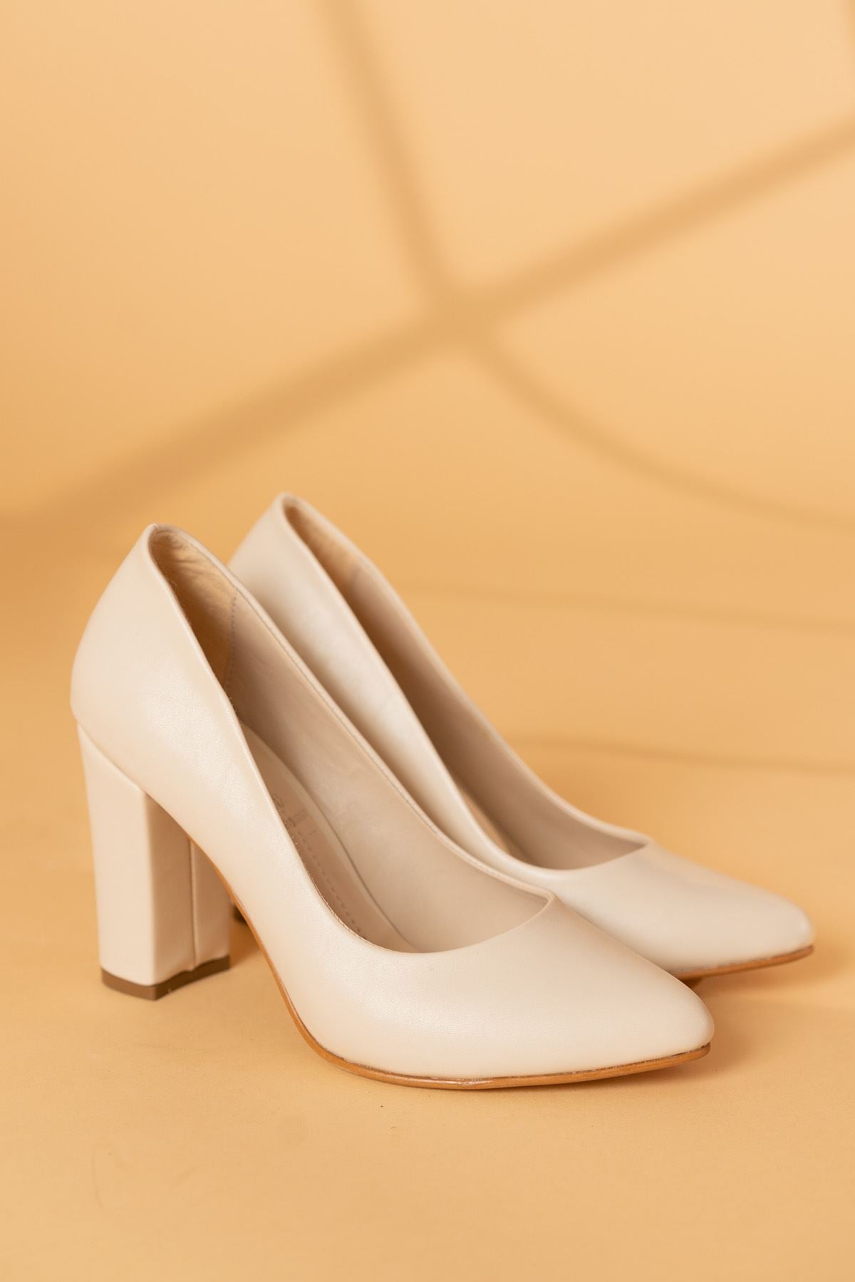 Women's Marry Cream Skin Heels Shoes - STREET MODE ™