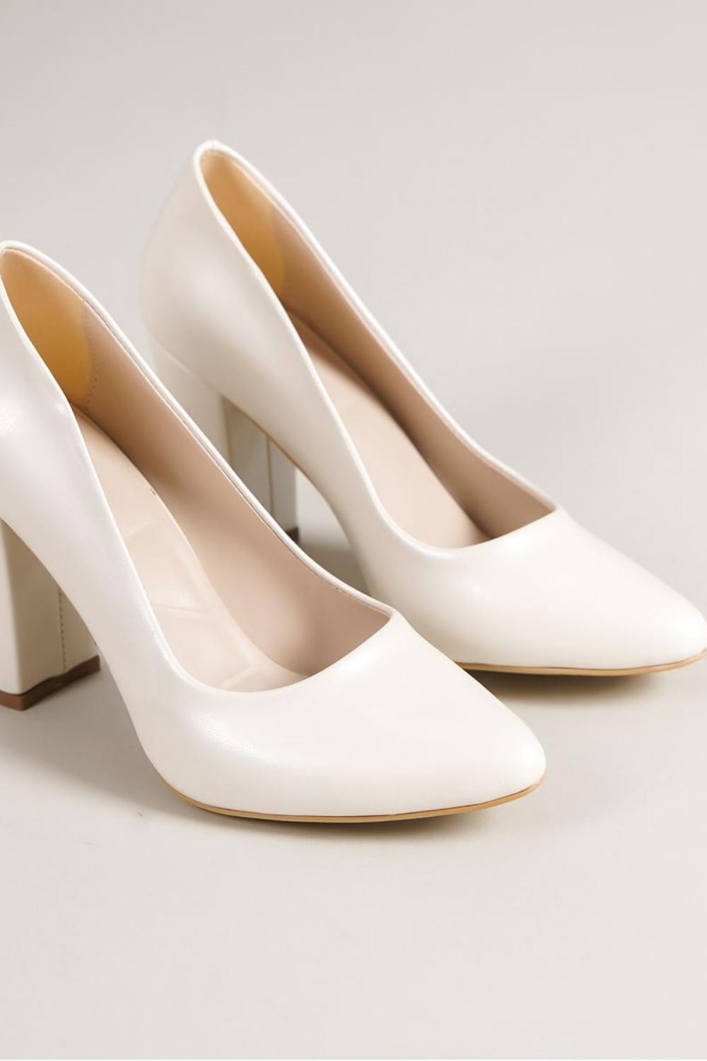 Marry White Pearl Detailed Heeled Women's Shoes - STREETMODE ™
